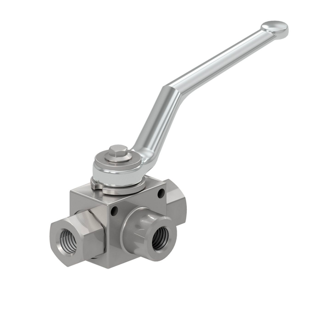 Immagine di RUBINETTO A SFERA  3 VIE 1/4 ACCIAIO PN 500 + FORI