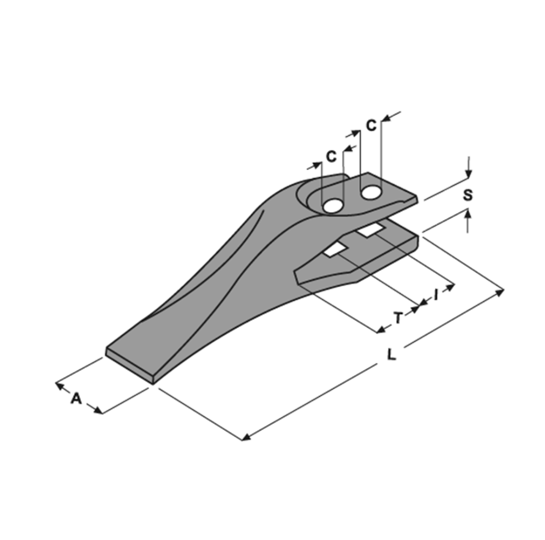 Immagine di DENTE A FORCELLA E 25 I=44.5 T=51 S=22 F=20.5 (E 622)