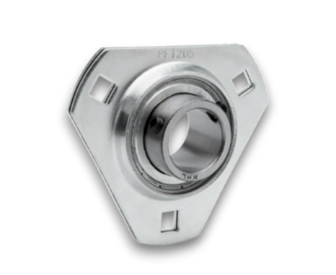 Immagine di SUPPORTO A FLANGIA TRIANGOLARE IN LAMIERA STAMPATA E CUSCINETTO SBPFT 206 D=30