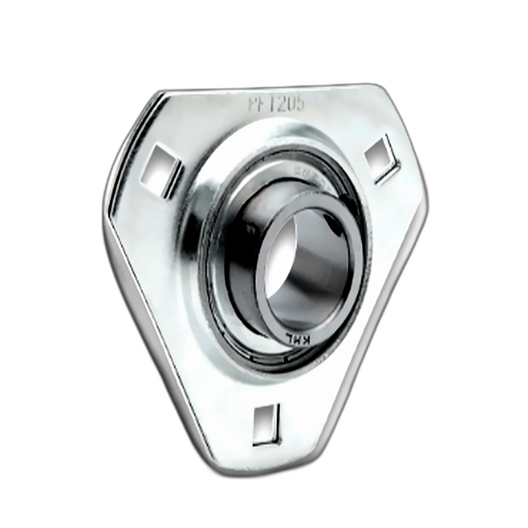 Immagine di SUPPORTO A FLANGIA TRIANGOLARE IN LAMIERA STAMPATA E CUSCINETTO SBPFT 206 D=30